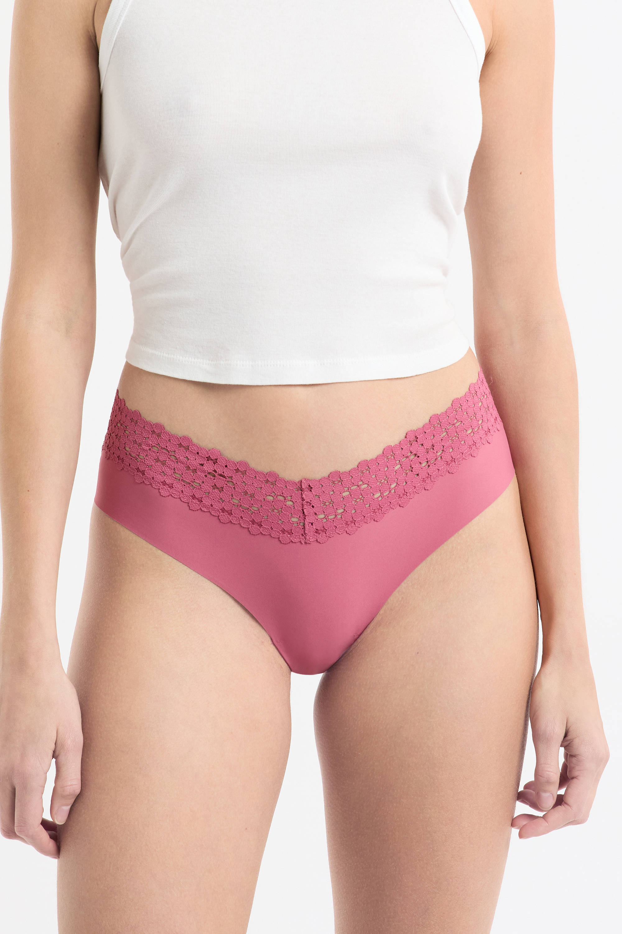 Hipster V-shape z mikrofibry i koronki