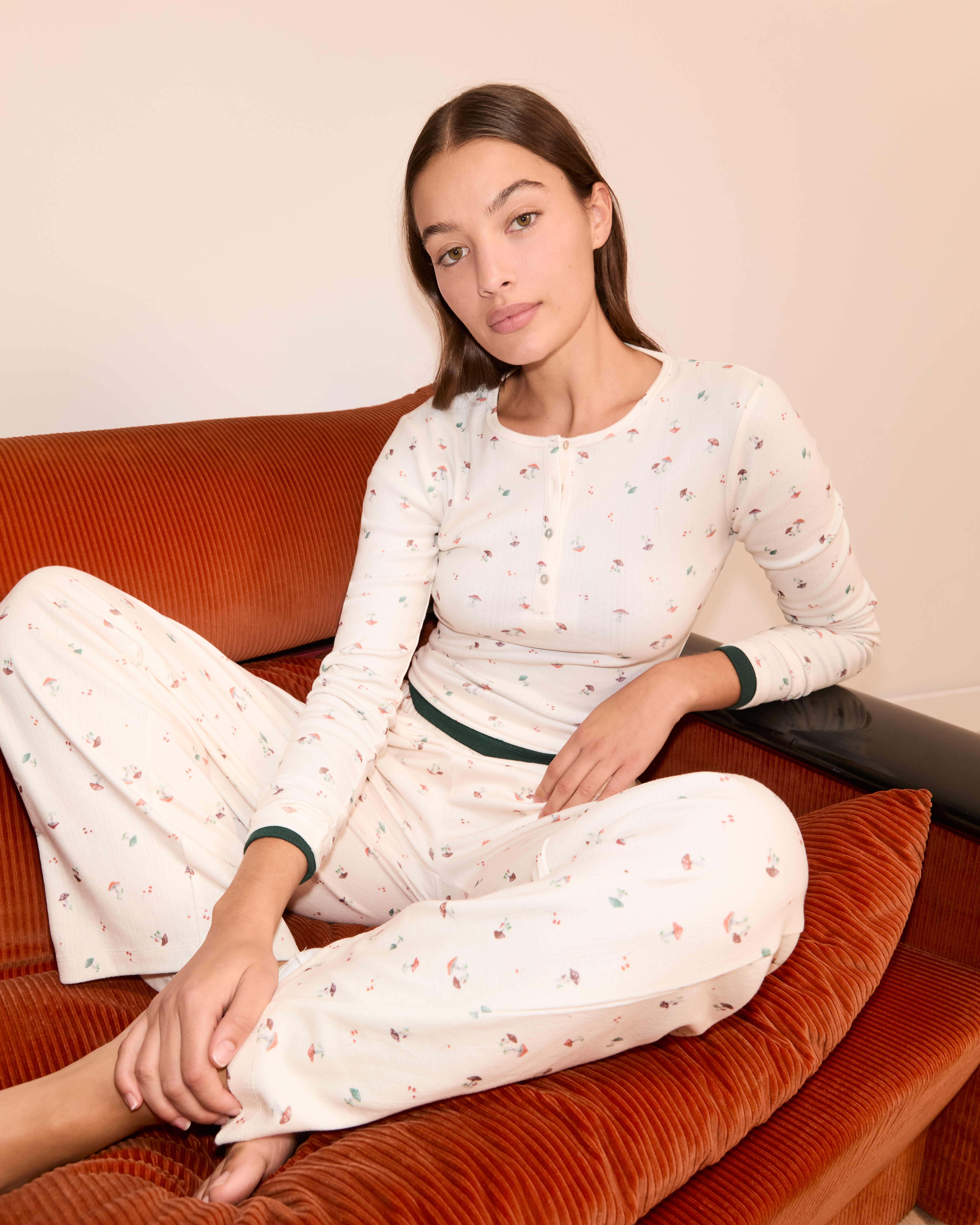 Koszulka piżamowa z nadrukiem grzybów