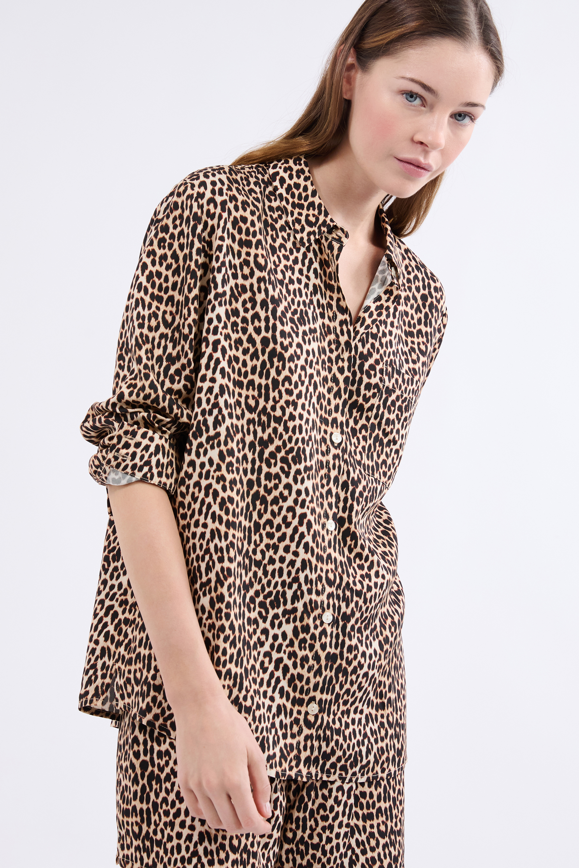 Koszula piżamowa z długimi rękawami we wzory