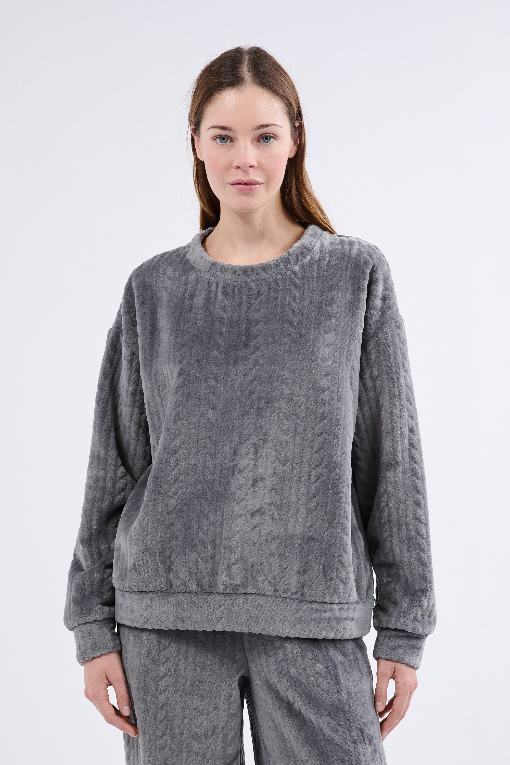 Bluza piżamowa z efektem weluru