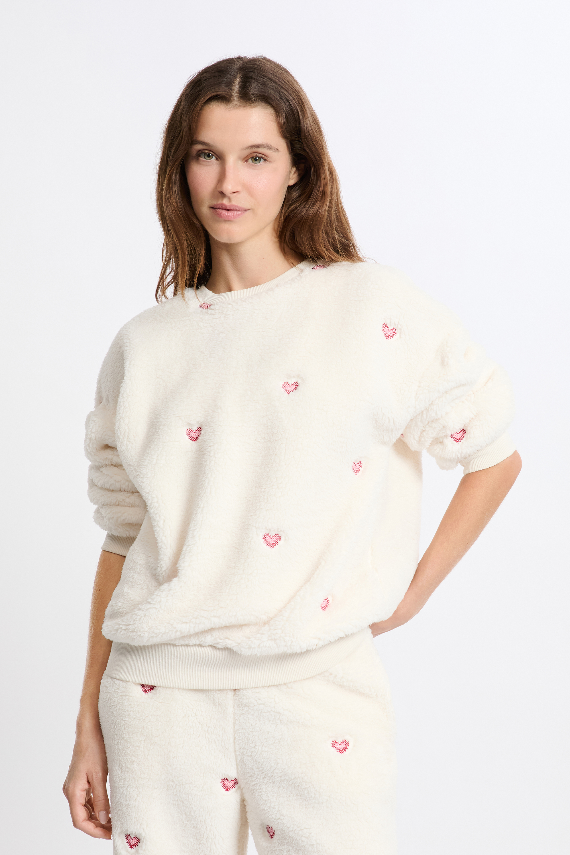 Bluza z motywem serc z efektem polaru