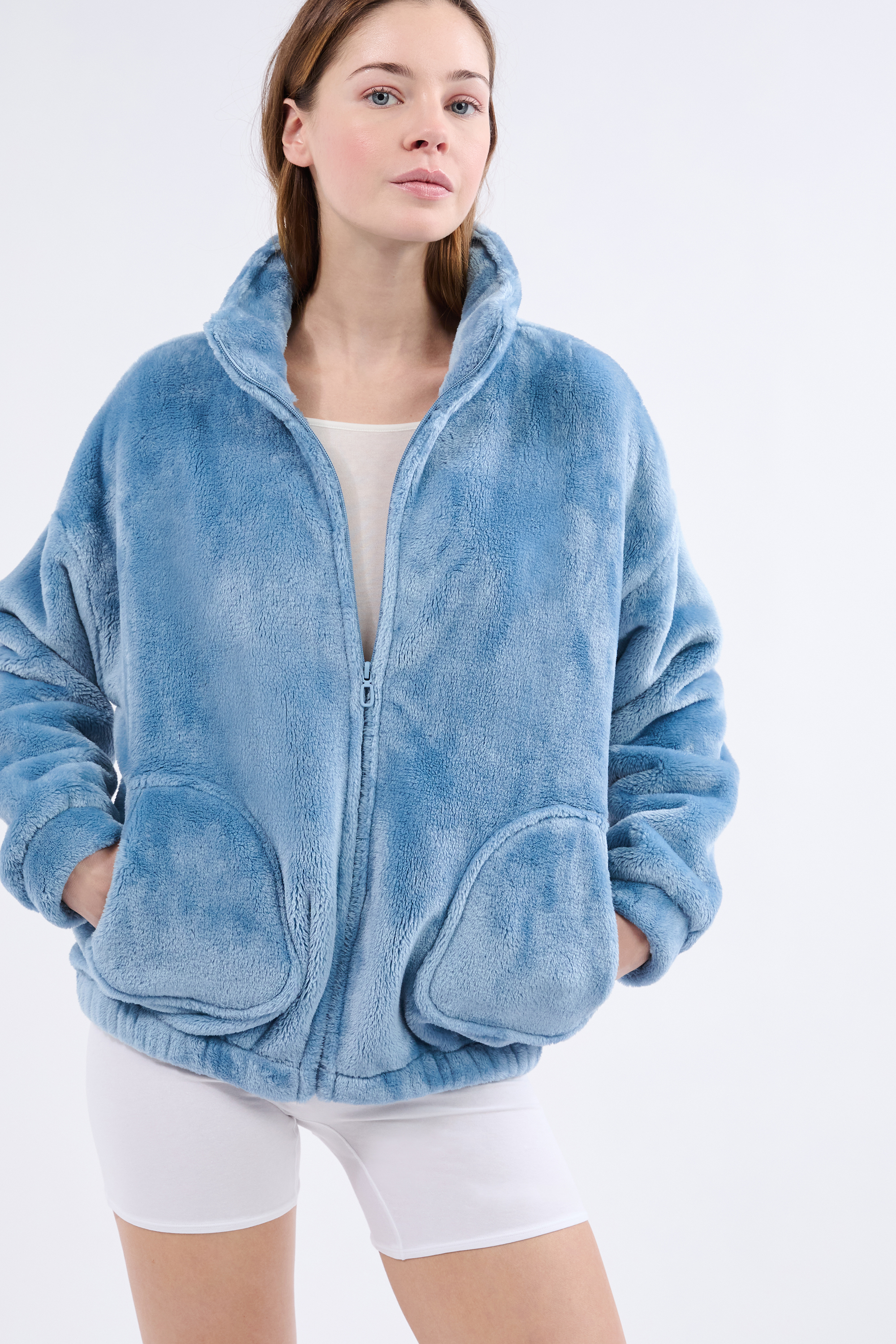 Bluza piżamowa z długimi rękawami z efektem polaru