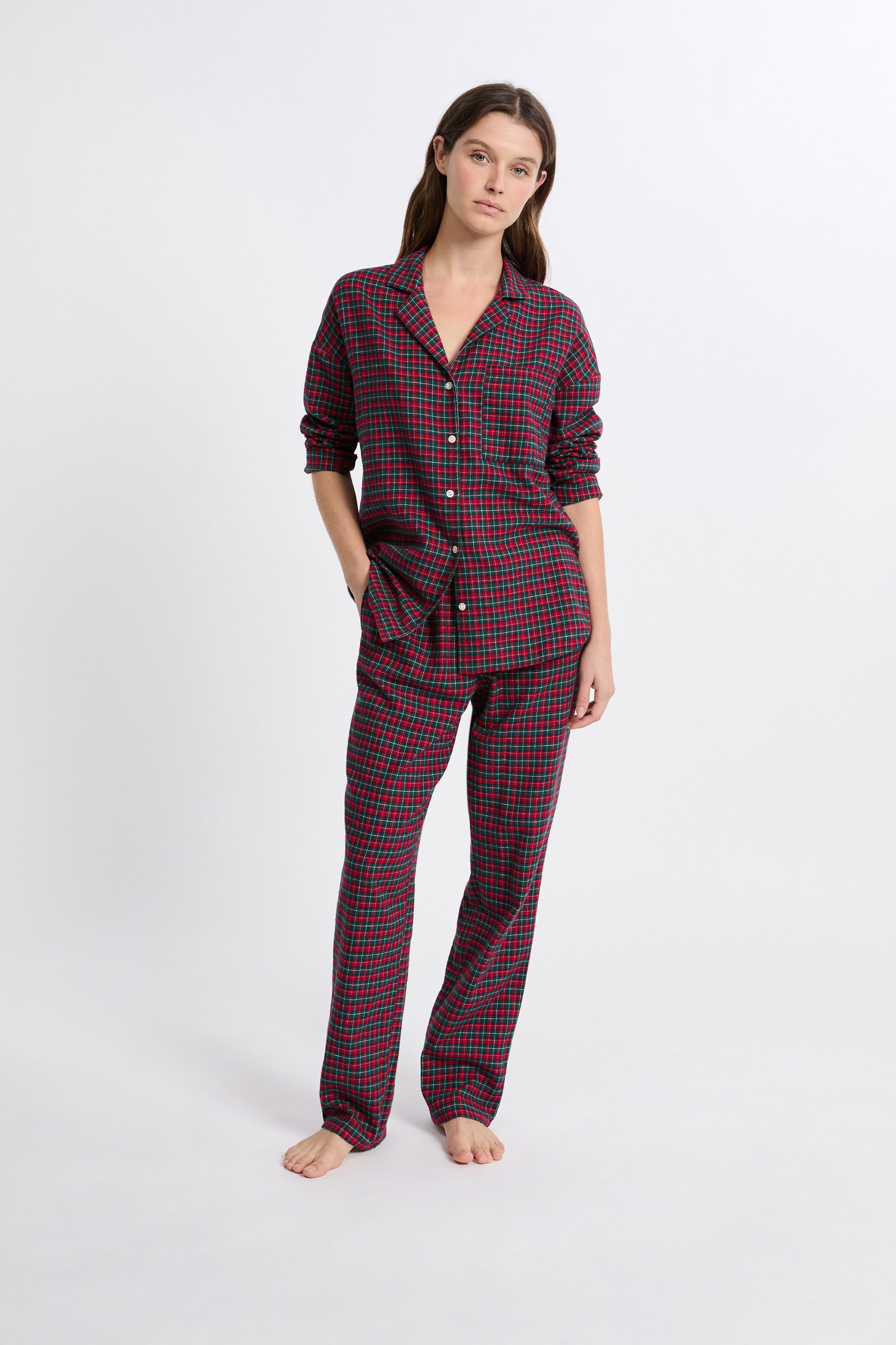 Piżama 2-częściowa w kratę z bawełny