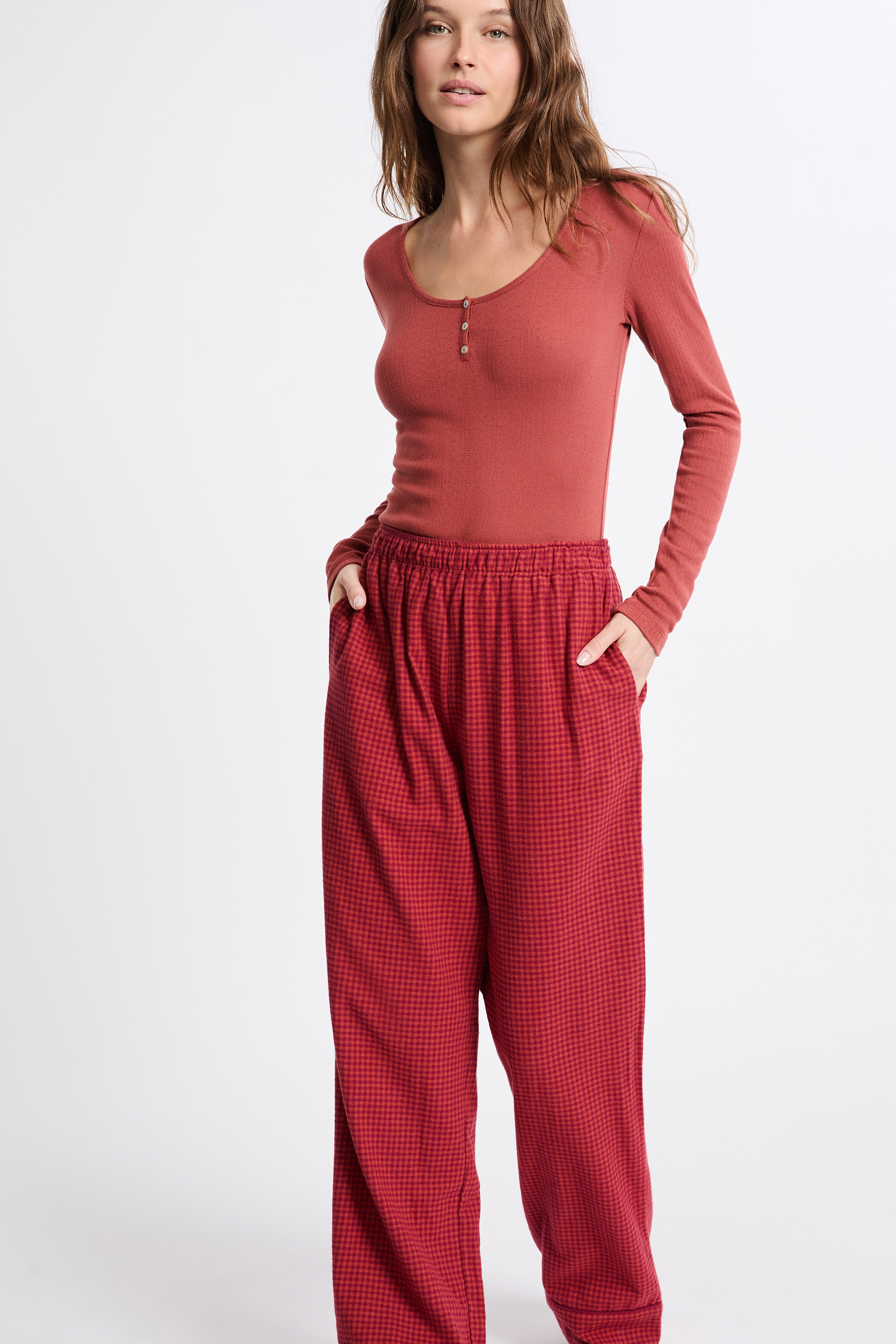 Spodnie piżamowe w kratę z bawełny