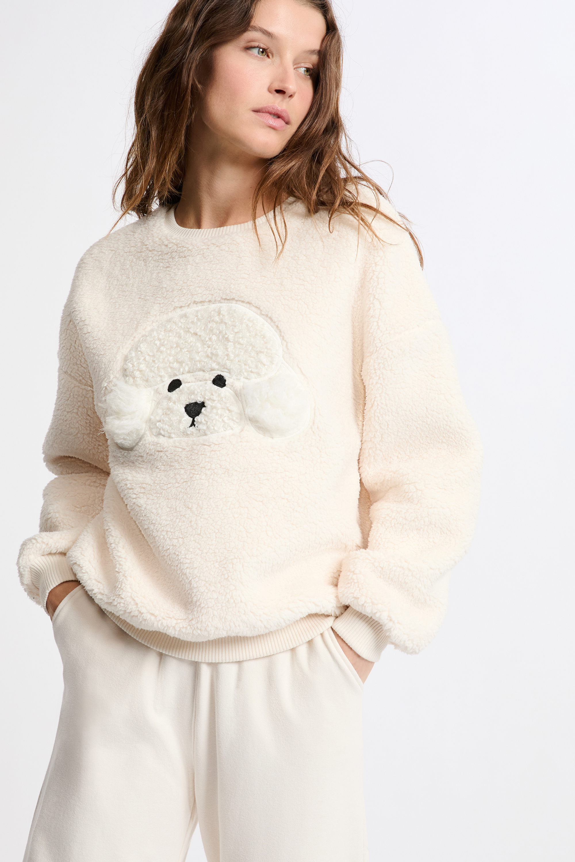 Bluza z motywem psa z efektem polaru