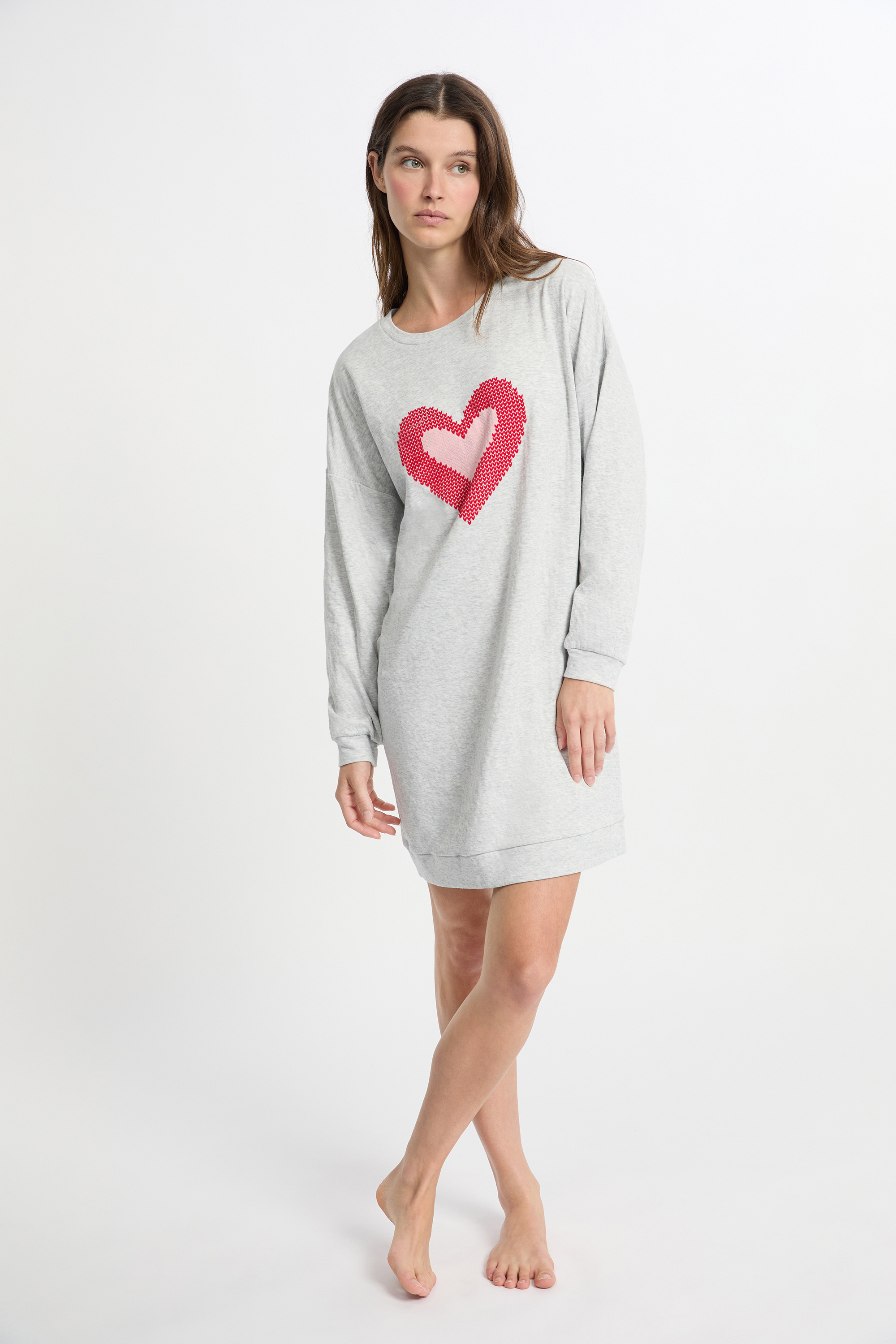 Koszula nocna z długimi rękawami z bawełny