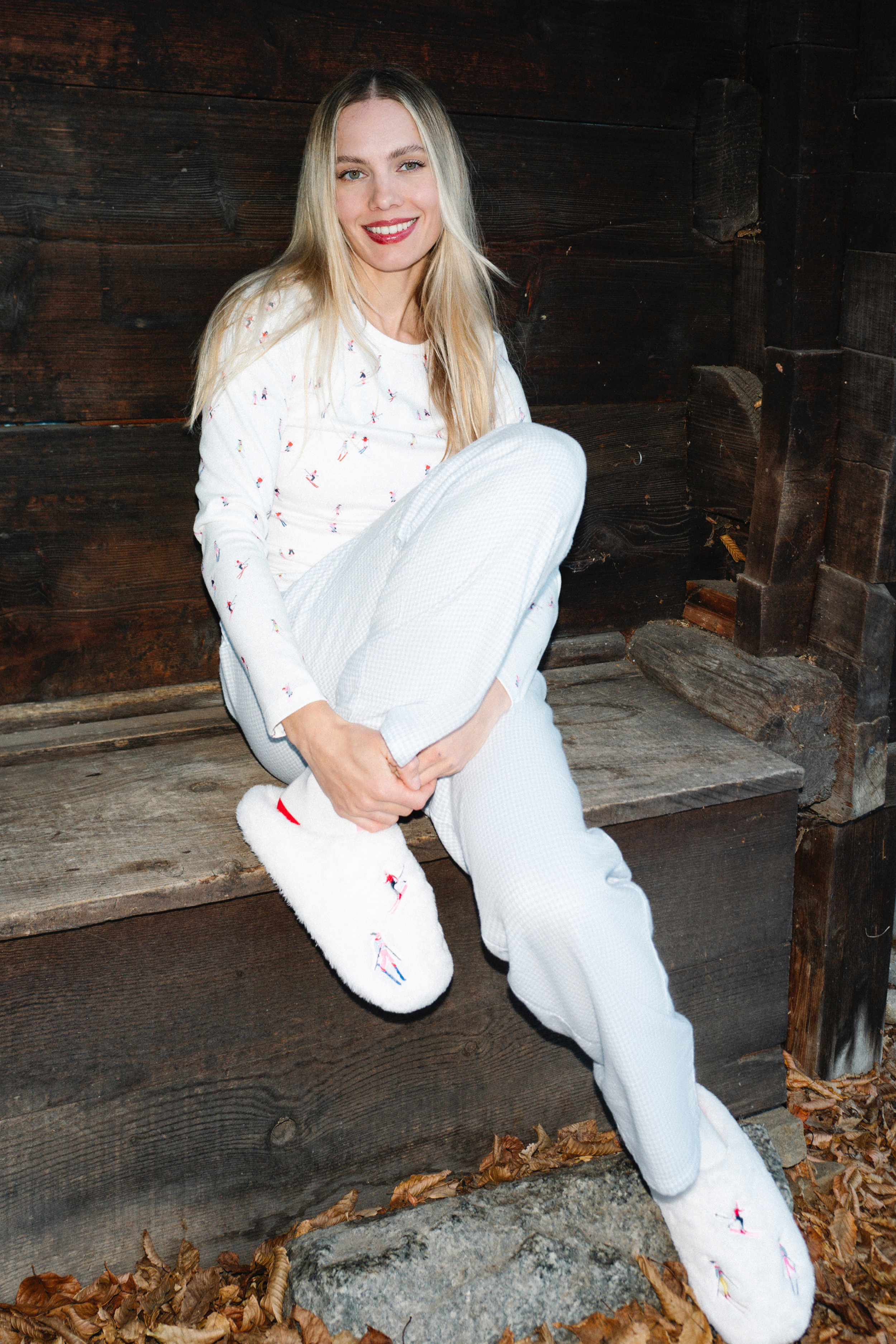 Koszulka piżamowa z motywem narciarskim