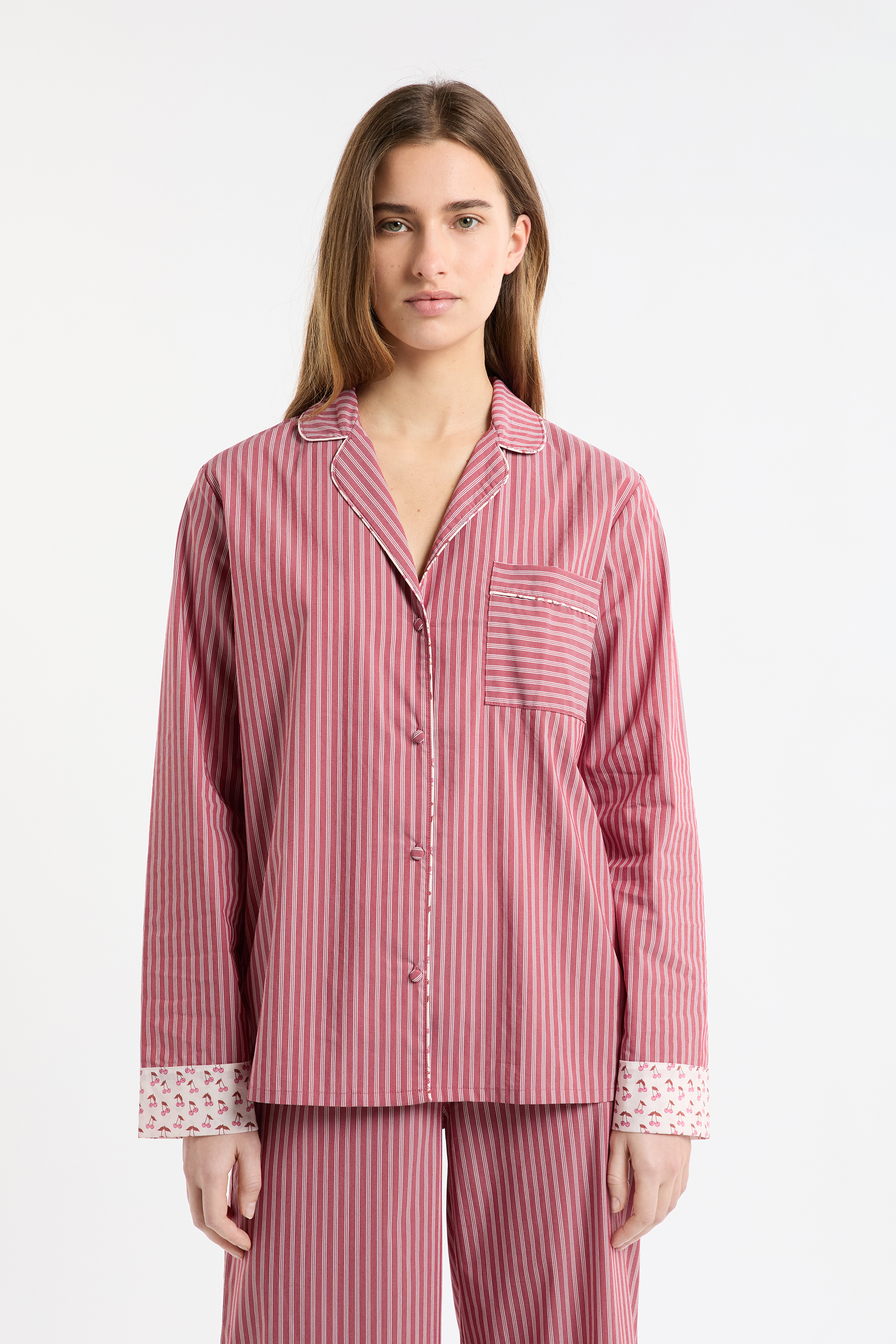 Koszula piżamowa w paski z bawełny