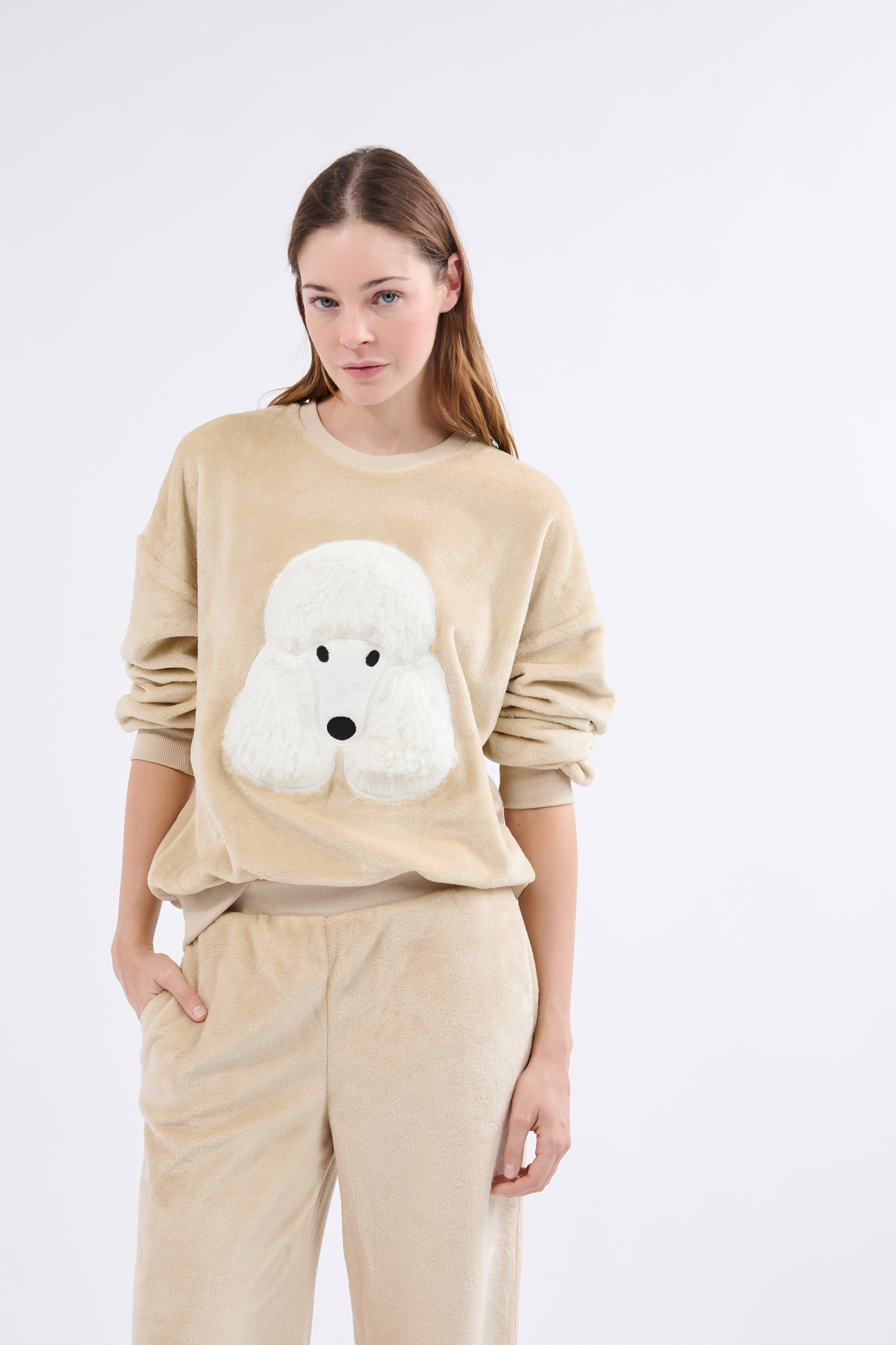 Bluza z długimi rękawami z efektem weluru