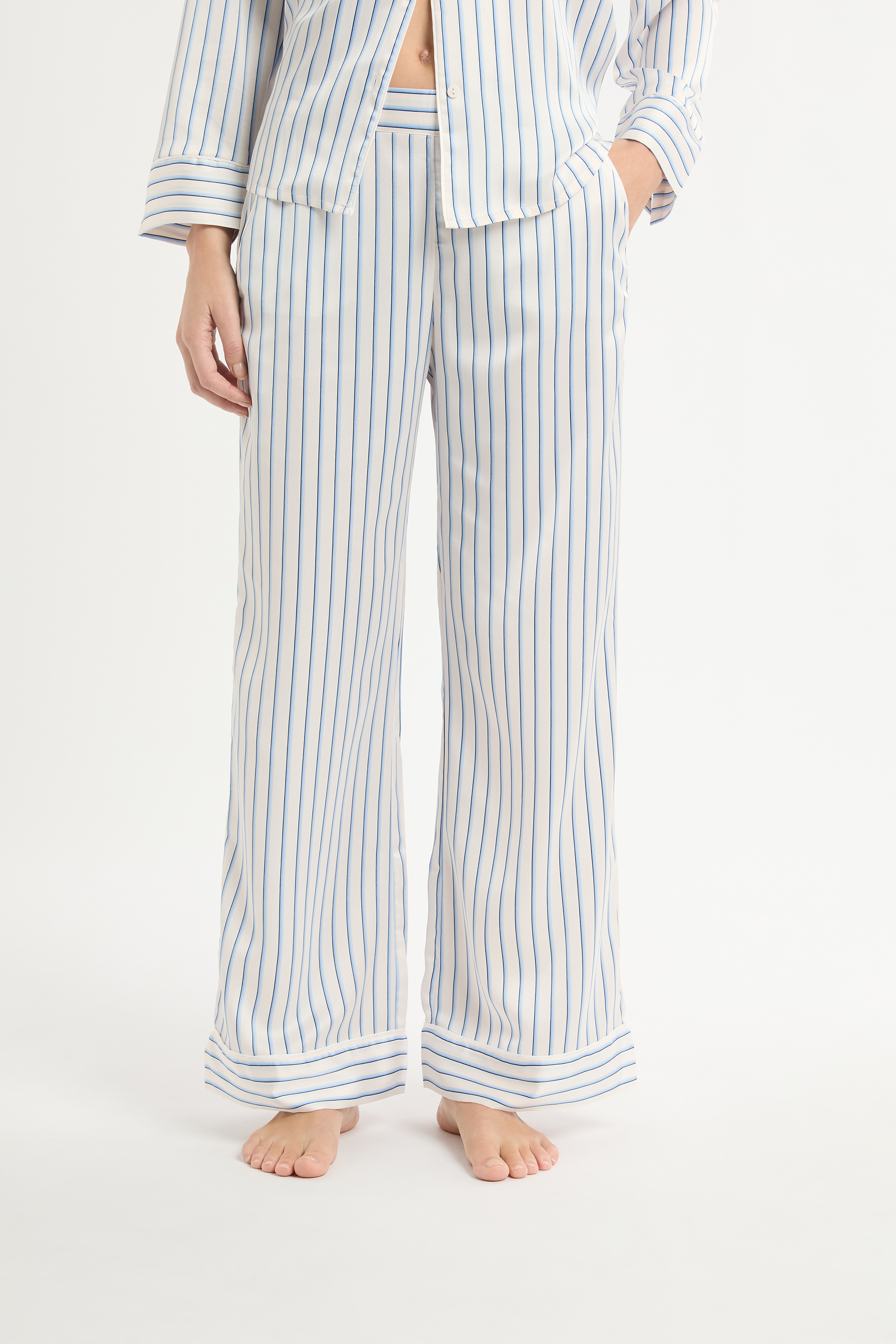 Spodnie piżamowe w paski z satyny