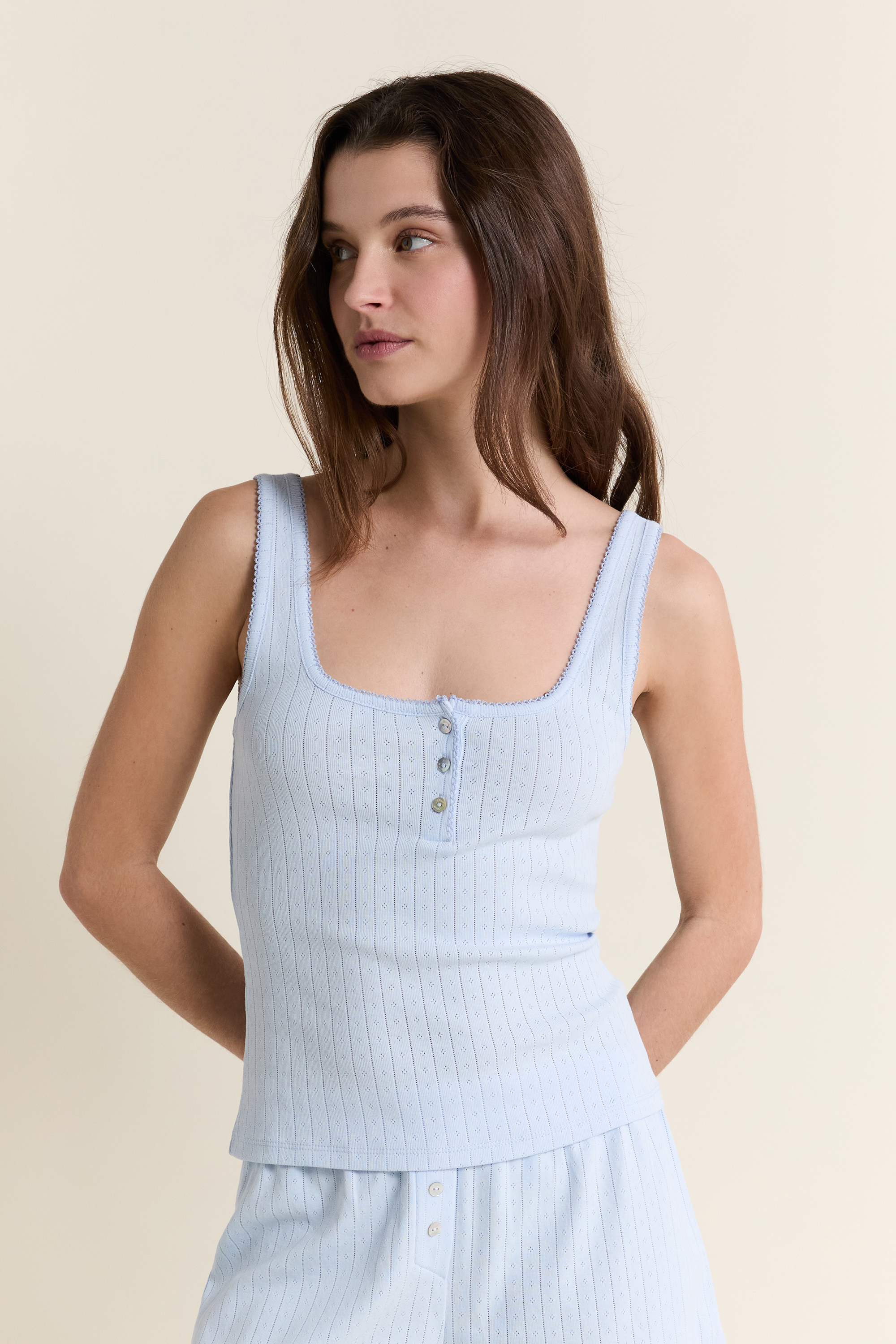 Koszulka na ramiączkach piżamowa z bawełny